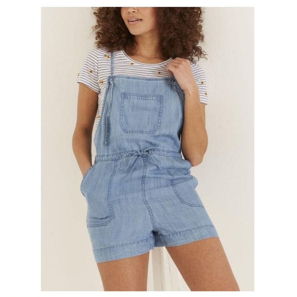 NWT FatFace Shortie Denim Strappy Overall Size 2